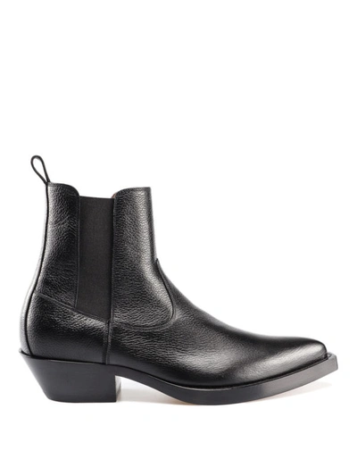 Shop Givenchy Shiny Grained Leather Cowboy Ankle Boots In Black