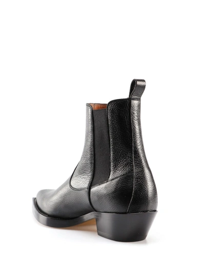 Shop Givenchy Shiny Grained Leather Cowboy Ankle Boots In Black