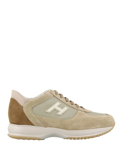 Shop Hogan New Interactive Suede Beige Sneakers