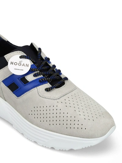 Shop Hogan Active One Beige And Blue Sneakers In Light Beige