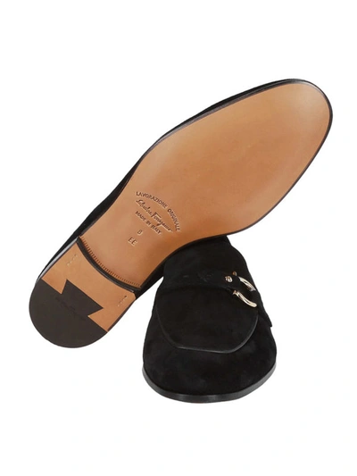 Shop Ferragamo Gancini Suede Leather Loafers In Black