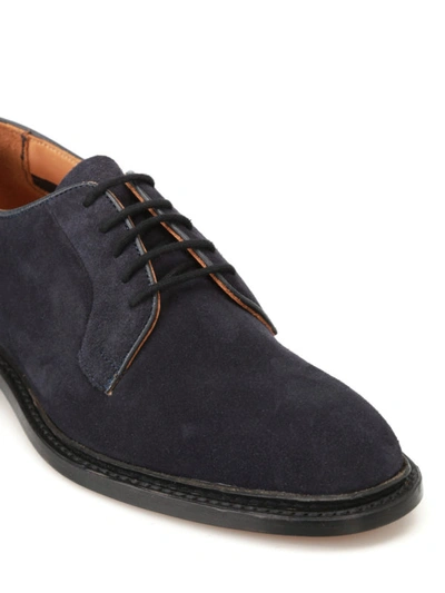 Shop Tricker's Robert Blue Suede Derby Shoes