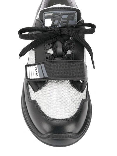 Shop Prada Work Suede Leather And Nylon Sneakers In Black