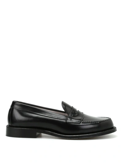 Shop Alden Shoe Company Brushed Leather Classic Loafers In Black