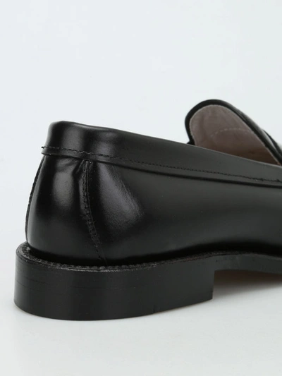 Shop Alden Shoe Company Brushed Leather Classic Loafers In Black