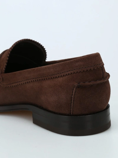 Shop Tod's Brown Suede Classic Loafers