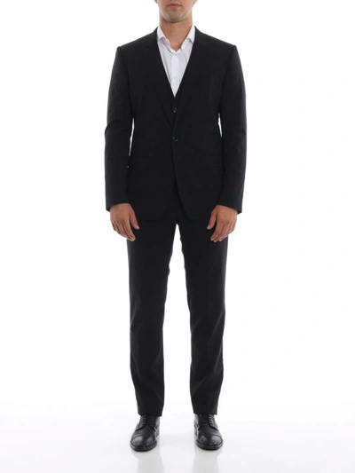 Shop Dolce & Gabbana Black Light Wool Three-piece Martini Suit