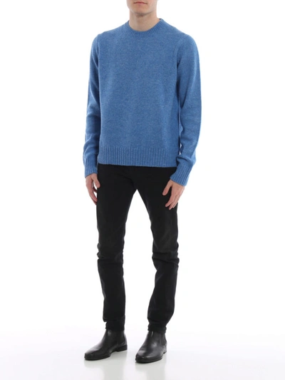 Shop Prada Sky Blue Shetland Wool Sweater In Light Blue