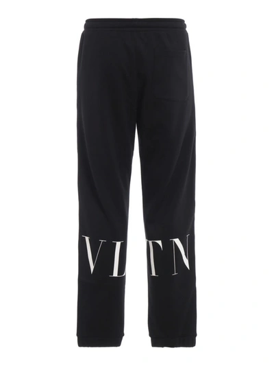 Shop Valentino Rear Vltn Print Cotton Joggers In Black