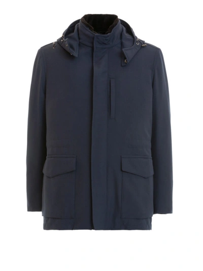 Shop Brioni Beaver Fur Inner Jacket In Dark Blue