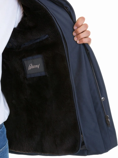 Shop Brioni Beaver Fur Inner Jacket In Dark Blue