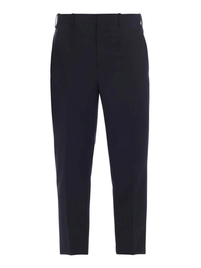 Shop Neil Barrett Wool Blend Cropped Trousers In Dark Blue