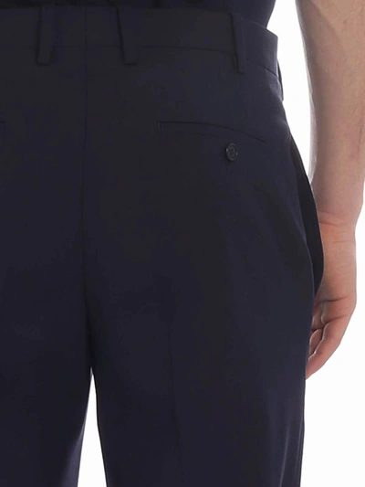 Shop Neil Barrett Wool Blend Cropped Trousers In Dark Blue