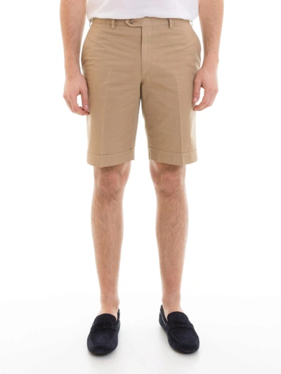 Shop Brioni Chino-style Cotton Shorts In Beige