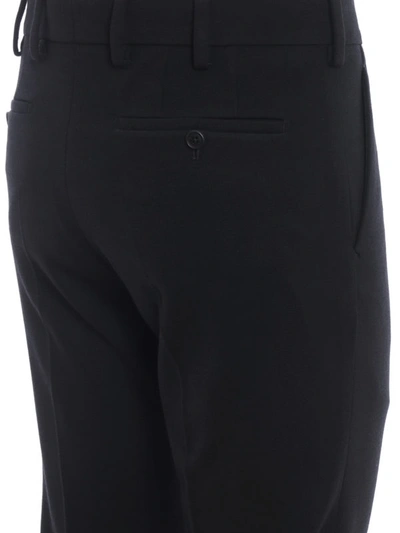 Shop Prada Wool Stitched Jersey Black Trousers