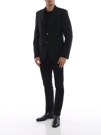Shop Givenchy Golden Button Black Wool And Mohair Blazer