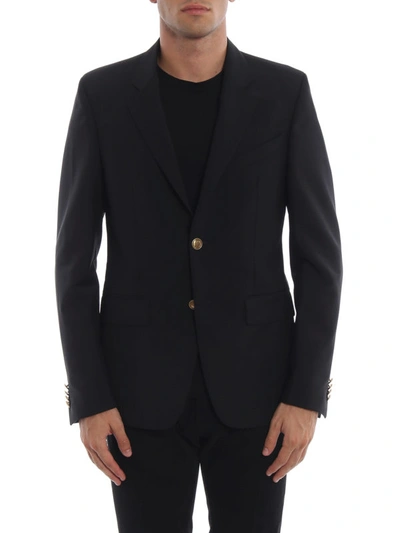 Shop Givenchy Golden Button Black Wool And Mohair Blazer