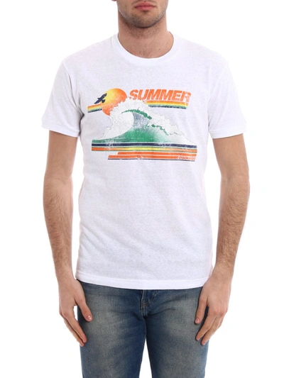 Shop Dsquared2 Summer Print Cotton T-shirt In White