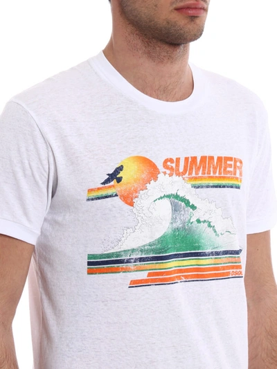 Shop Dsquared2 Summer Print Cotton T-shirt In White