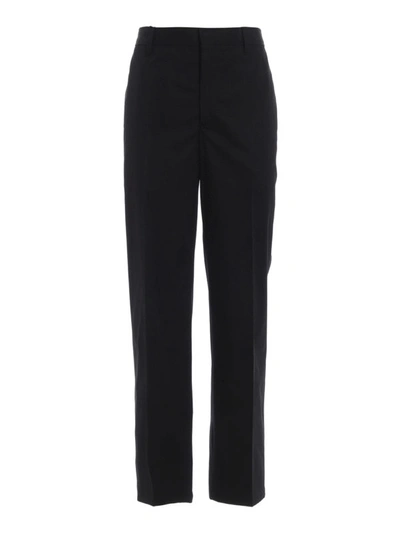 Shop Burberry Contrasting Quote Detail Cotton Trousers In Black