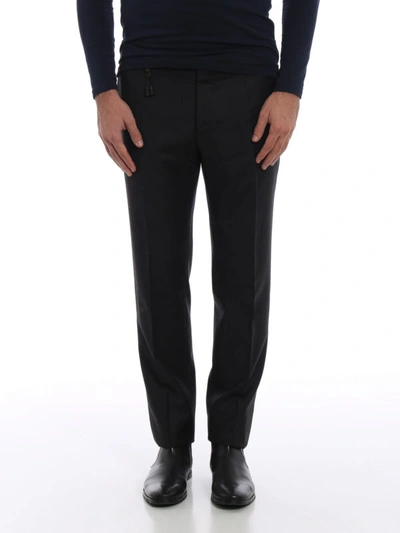 Shop Incotex Grey Virgin Wool Trousers In Dark Grey