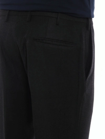 Shop Incotex Grey Virgin Wool Trousers In Dark Grey