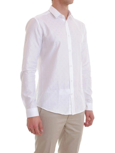 Shop Versace Woven Cotton Shirt In White