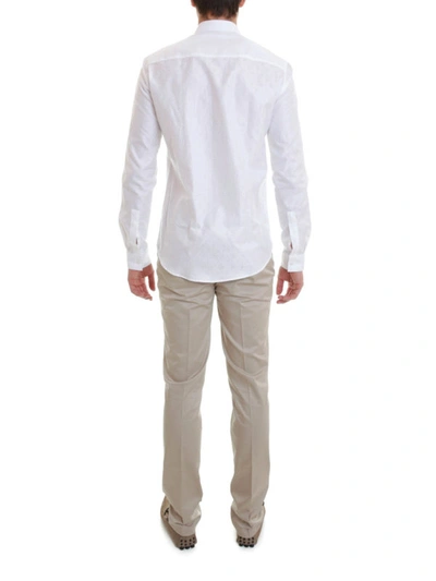 Shop Versace Woven Cotton Shirt In White