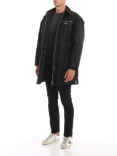 Shop Prada Nylon Gabardine Padded Short Coat In Black