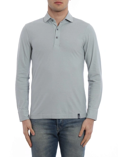 Shop Drumohr Long Sleeve Jersey Polo Shirt In Light Grey