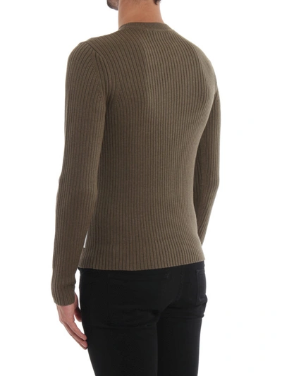 Shop Helmut Lang Wool And Cotton Ribbed Sweater In Brown