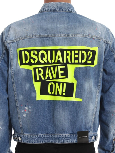 Shop Dsquared2 Rave On Denim Oversized Jacket In Light Wash