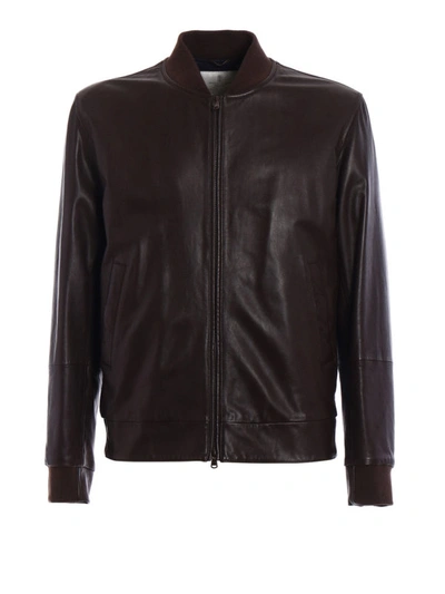 Shop Brunello Cucinelli Soft Leather Bomber Jackets In Brown