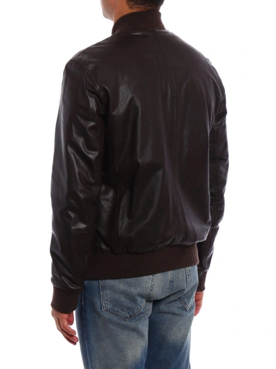 Shop Brunello Cucinelli Soft Leather Bomber Jackets In Brown