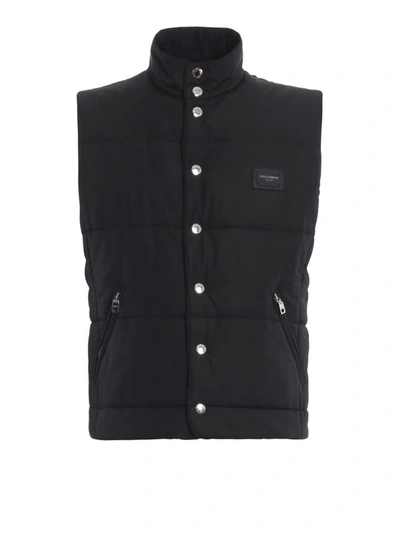 Shop Dolce & Gabbana Logo Plaque Padded Vest In Black