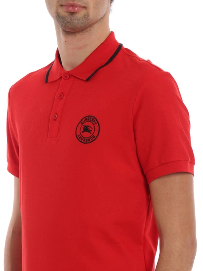 Shop Burberry Moreton Red Polo Shirt