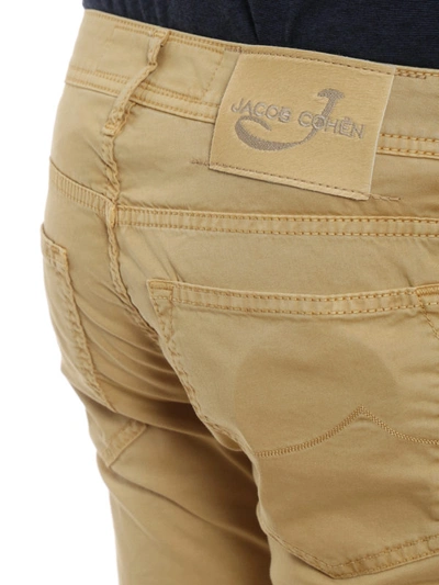 Shop Jacob Cohen Cotton Gabardine Five Pocket Pants In Dark Beige