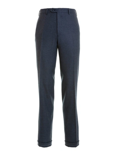 Shop Brioni Tigullio Wool Tailored Trousers In Dark Blue