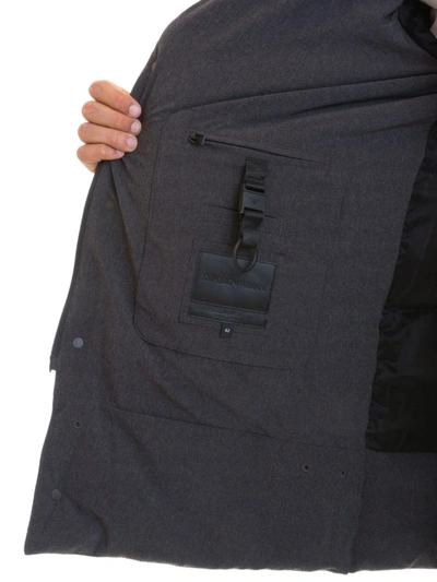 Shop Emporio Armani Stretch Technical Fabric Long Puffer Jacket In Grey