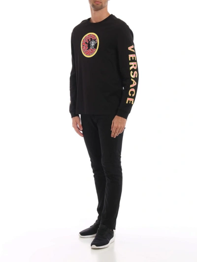 Shop Versace Medusa Head Print Long Sleeve Sweatshirt In Black