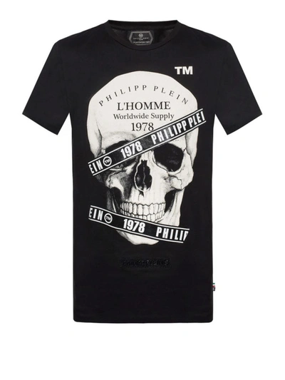 Shop Philipp Plein Skull Print Black T-shirt