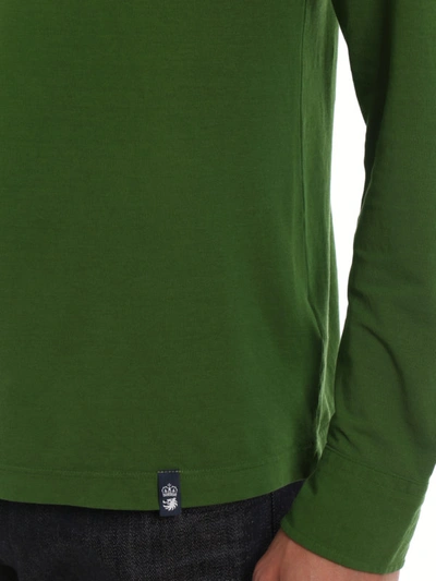 Shop Drumohr Long Sleeve Bright Green Jersey Polo Shirt