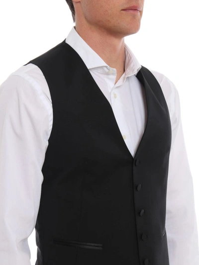 Shop Tagliatore Brian Super 110s Wool Waistcoat In Black