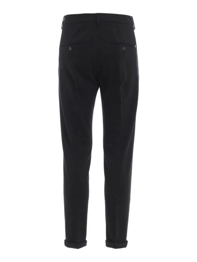 Shop Dondup Gaubert Black Jersey Chino Trousers