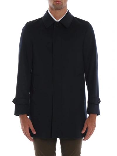 Shop Burberry Moorgate Navy Wool Cashmere Car Coat In Dark Blue