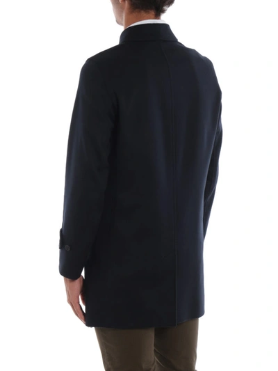 Shop Burberry Moorgate Navy Wool Cashmere Car Coat In Dark Blue