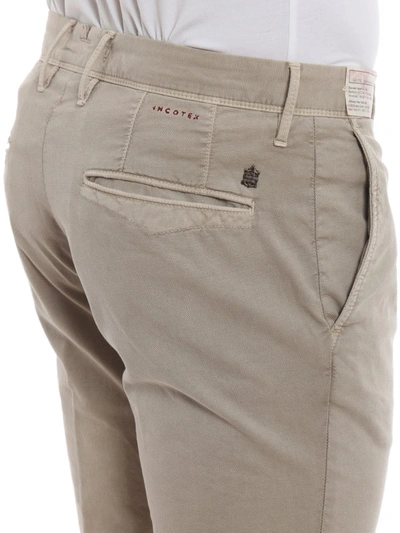 Shop Incotex Slacks Beige Cotton Slim Pants
