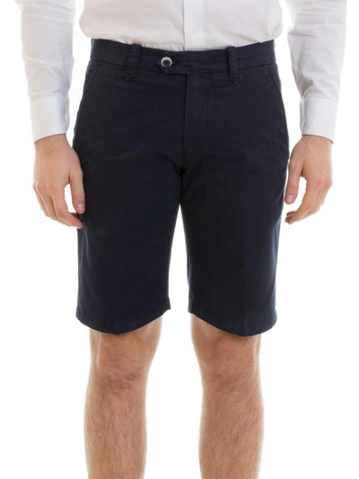 Shop Corneliani Stretch Cotton Tailored Shorts In Dark Blue