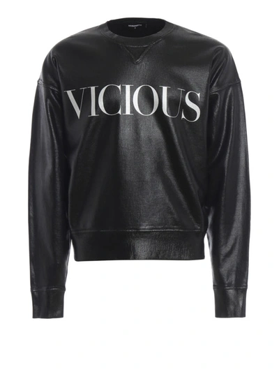Shop Dsquared2 Vicious Coated Cotton Sweatshirt In Black