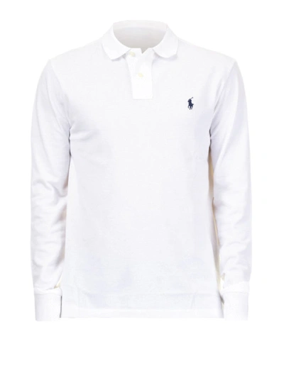 Shop Polo Ralph Lauren White Cotton Long Sleeve Polo Shirt